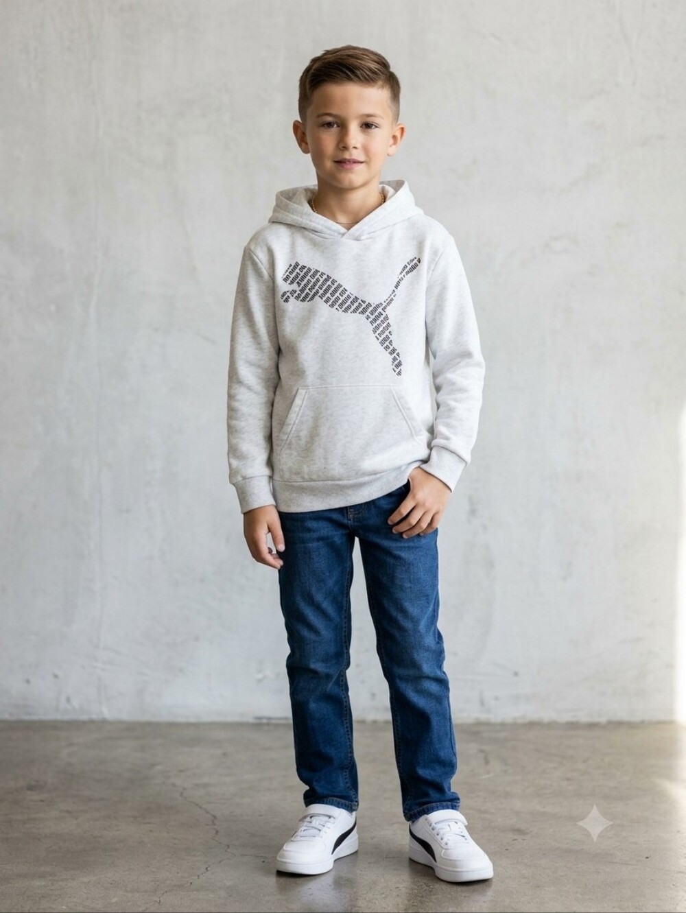 Puma Kids Heather Gray Hoodie with Black Logo